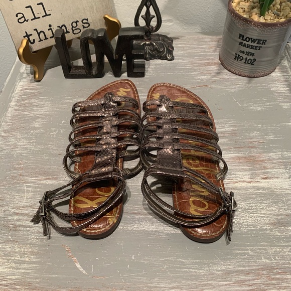 Sam Edelman ‘Gilda’ Pewter metallic boa strappy gladiator sandals 7.5M - Picture 7 of 13